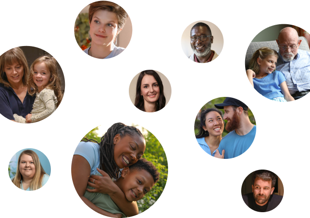 Photo collage of diverse people and families