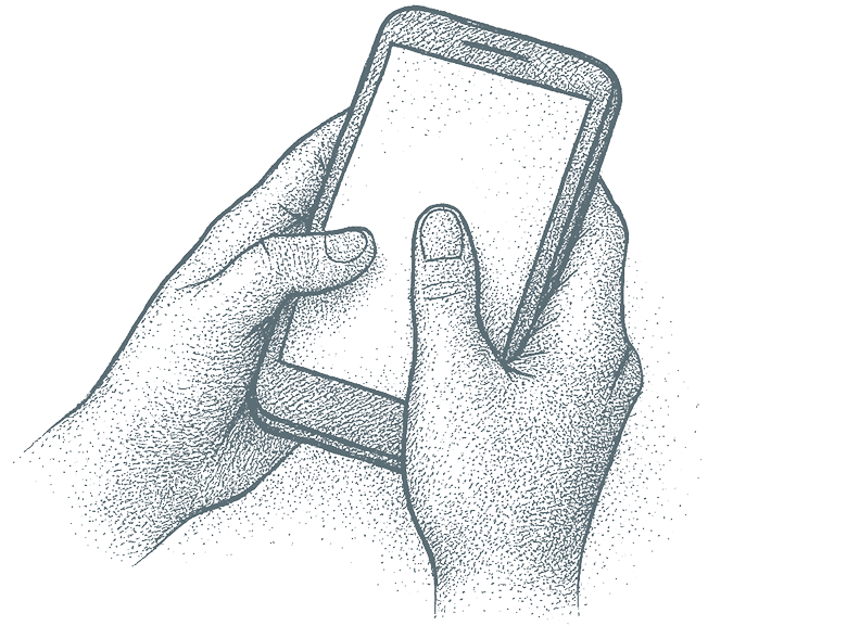 Illustration of hands using a smartphone for TextCare