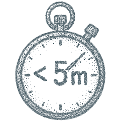 Stopwatch icon showing under 5-minute wait time