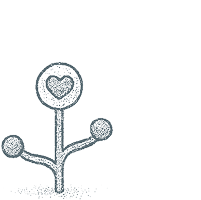 An illustration of a plant-like line growing upward and spouting off shoots with a heart at the top